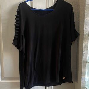 Michael Kors Black Short Sleeve Top with Cut-Out Detail